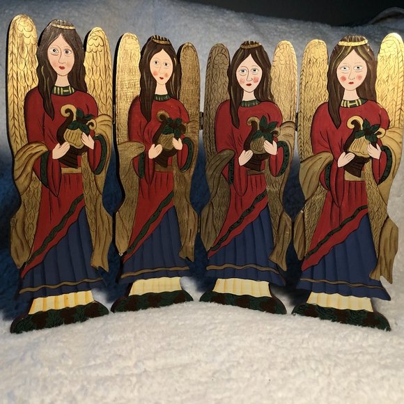 World Bazars Angels Cover Compact Foldable Wooden Screen 15”w x 11.5”h - Picture 3 of 8